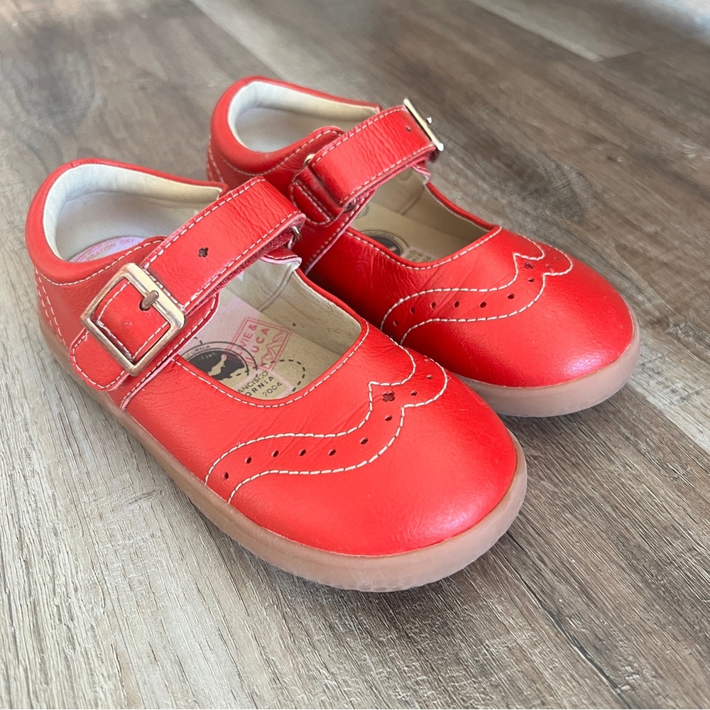 Livie & Luca LIBRA Red Buckle Mary Jane Shoes Girls Hook & Loop size 10